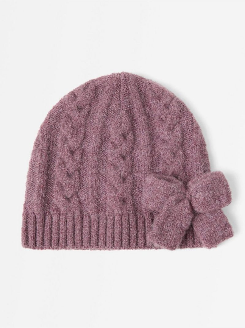 Cable-knit beanie with bow - 3013098-9438