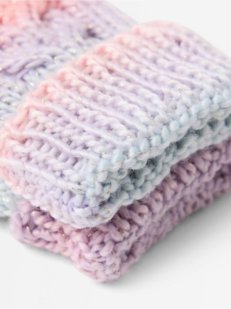 Knitted mittens with fleece lining - 3013180-7247