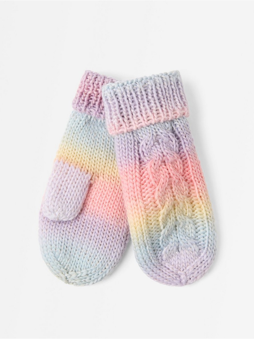 Knitted mittens with fleece lining - 3013180-7247