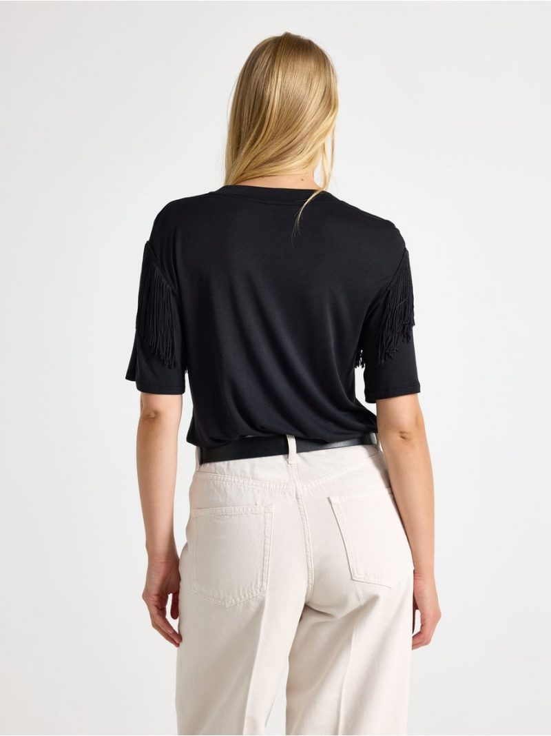 Jersey top with fringes - 3013230-80