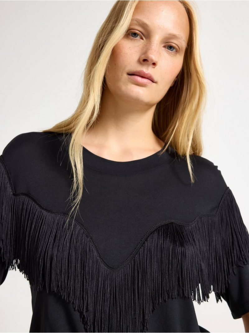 Jersey top with fringes - 3013230-80