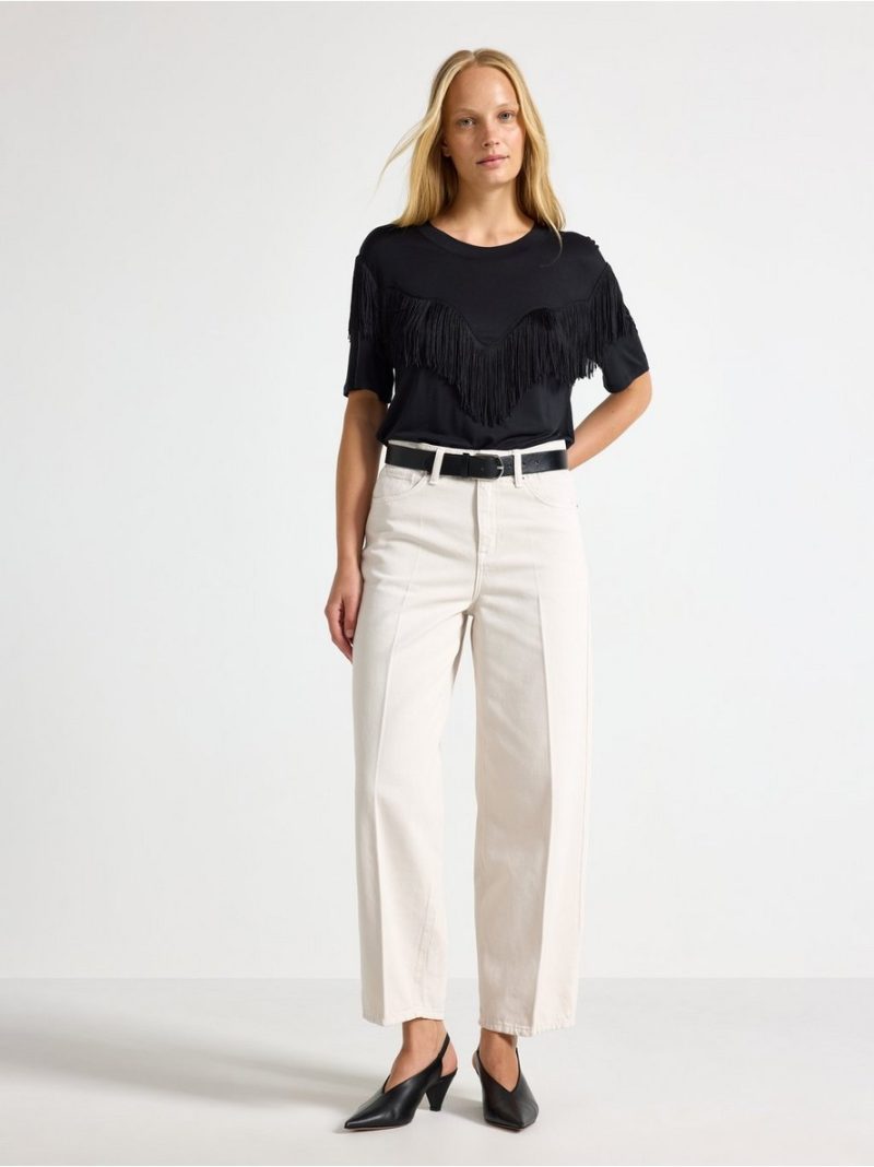 Jersey top with fringes - 3013230-80