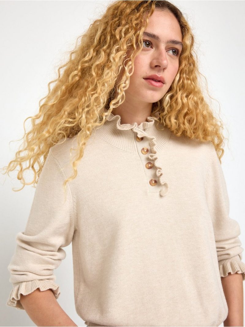 Knitted jumper with frill - 3013239-9805