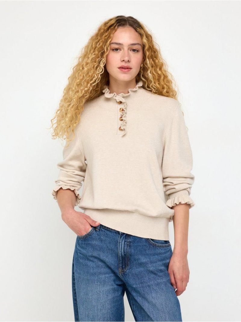 Knitted jumper with frill - 3013239-9805