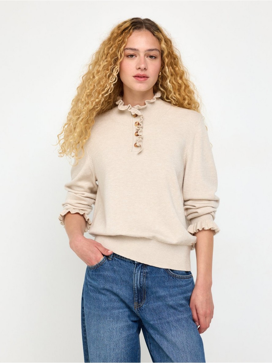 Knitted jumper with frill - 3013239-9805