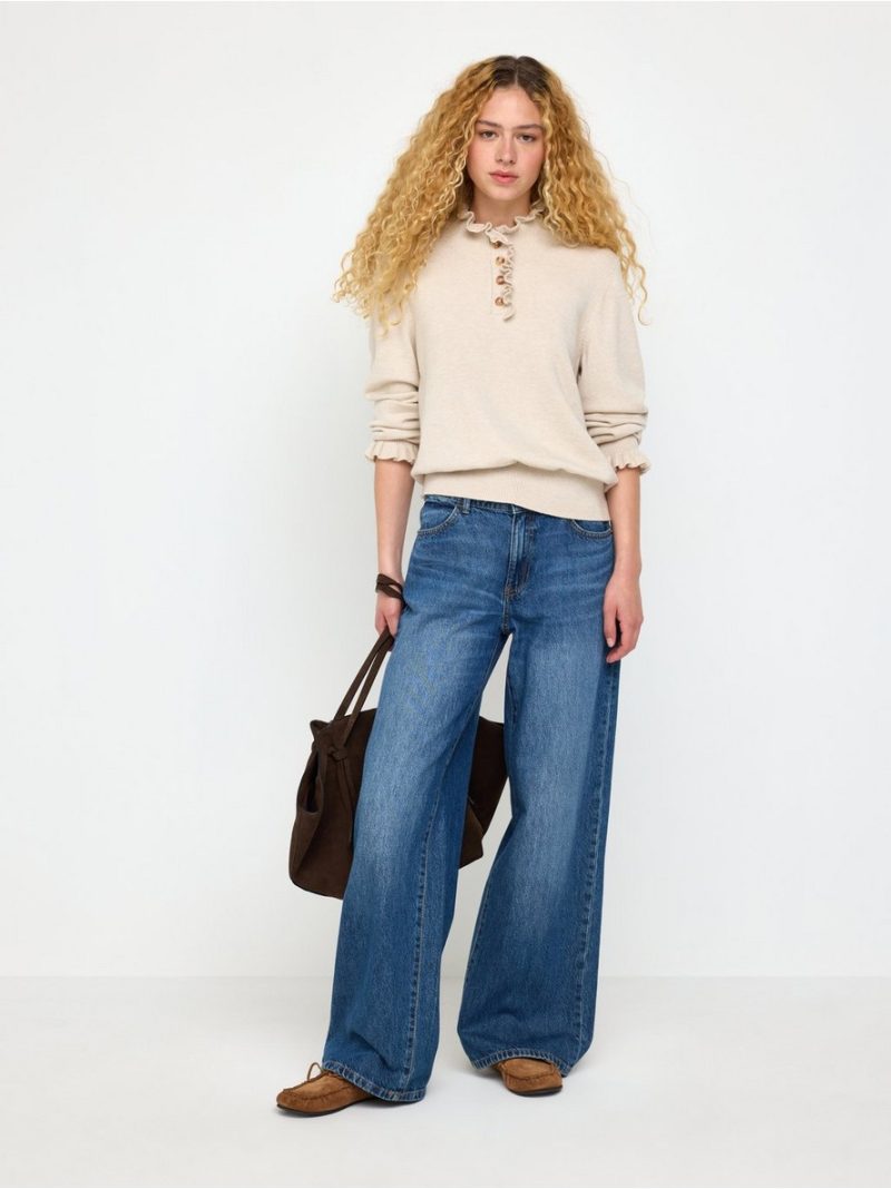 Knitted jumper with frill - 3013239-9805