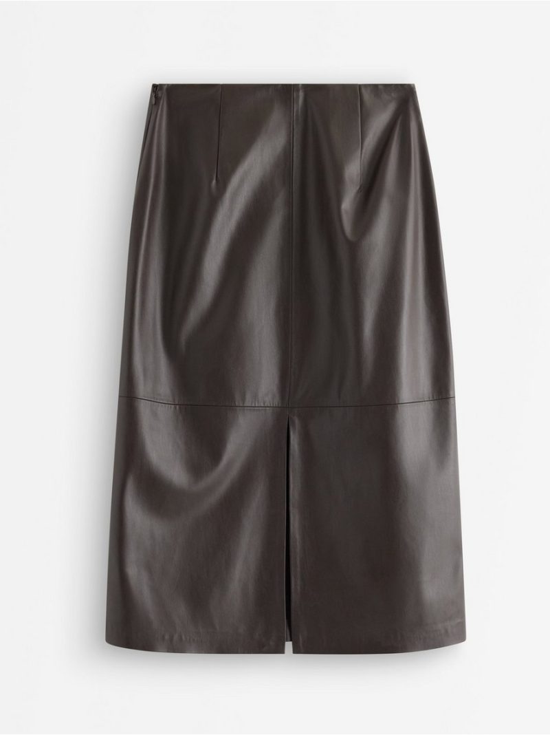 Midi skirt in imitation leather - 3013361-8117