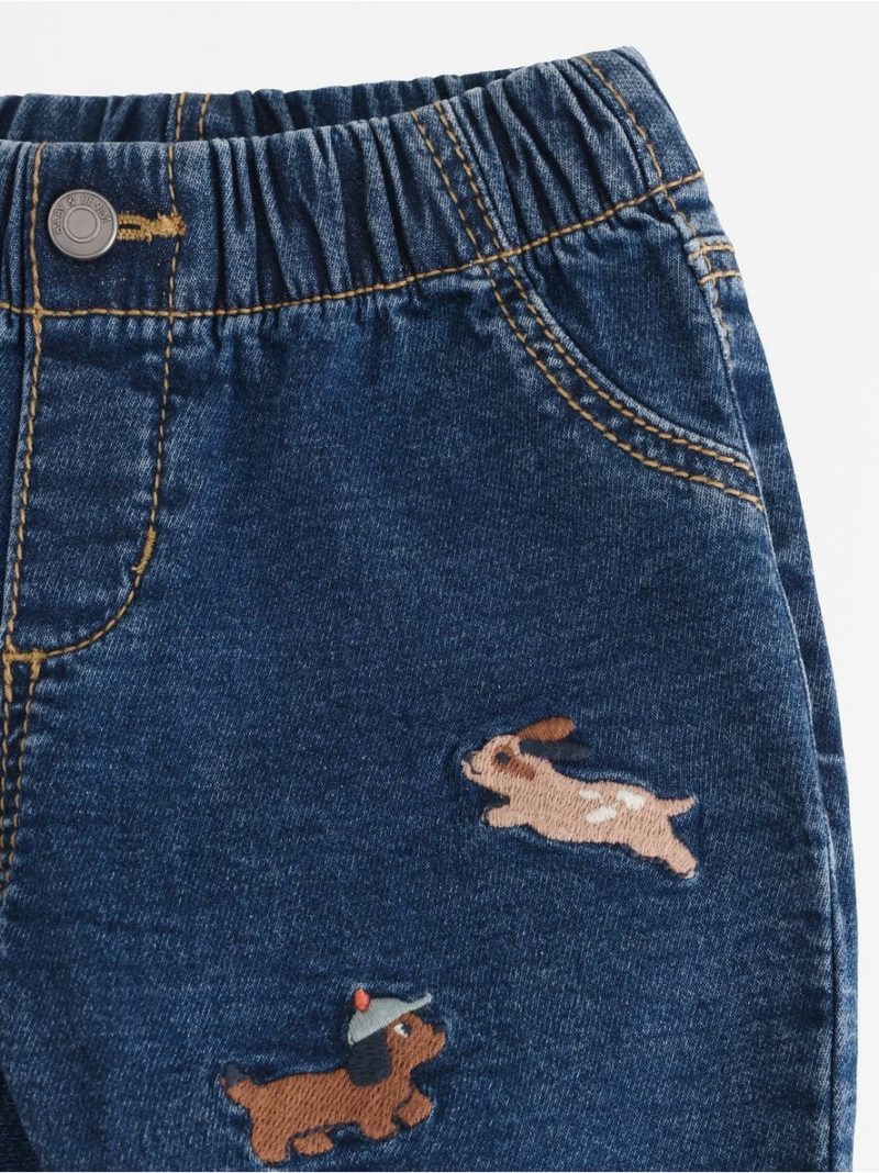 Denim trousers with embroidery - 3013411-794
