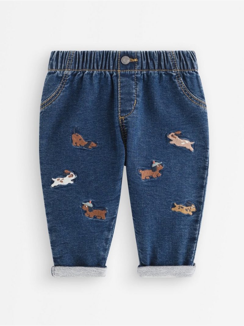 Denim trousers with embroidery - 3013411-794