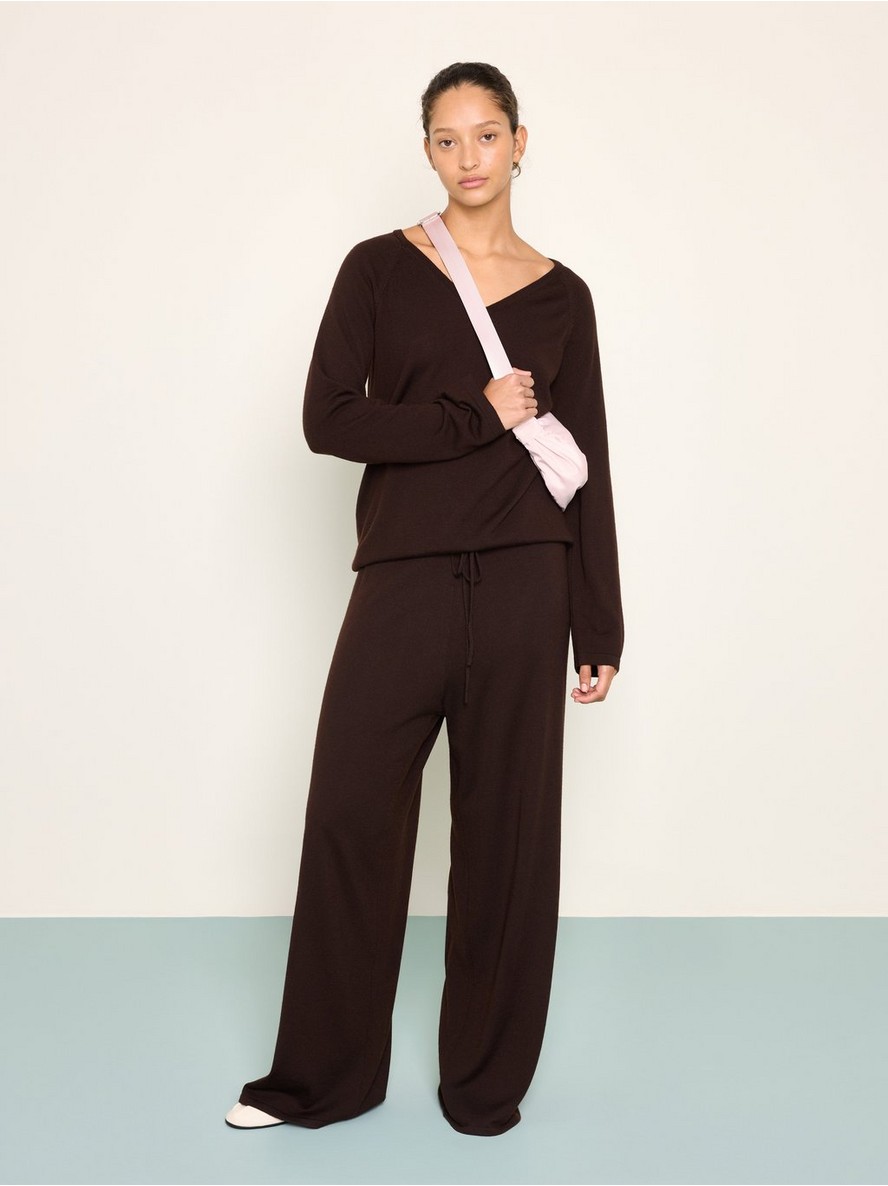 Cropped wide trousers in merino wool - 3013535-8117