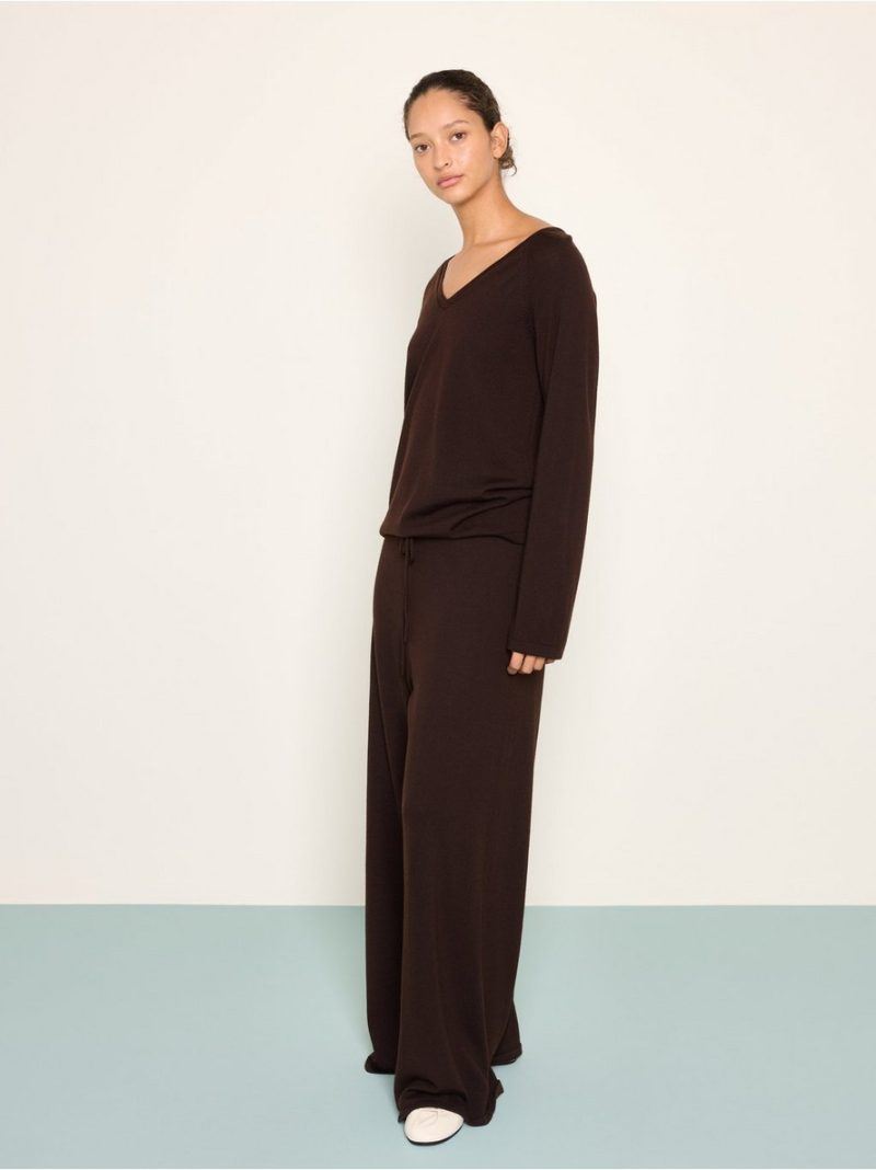 Cropped wide trousers in merino wool - 3013535-8117