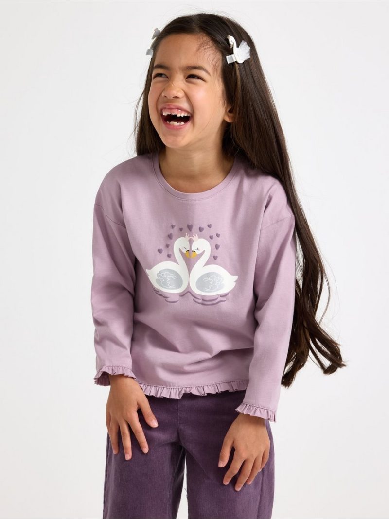 Long-sleeved top with frill - 3013589-8121