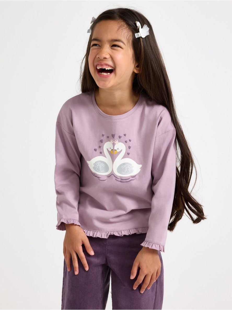 Long-sleeved top with frill - 3013589-8121