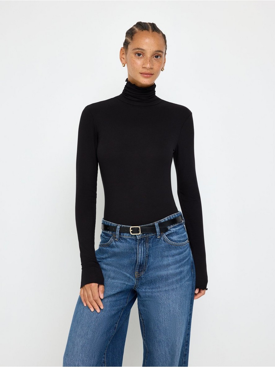 Ribbed roll neck top - 3013787-80