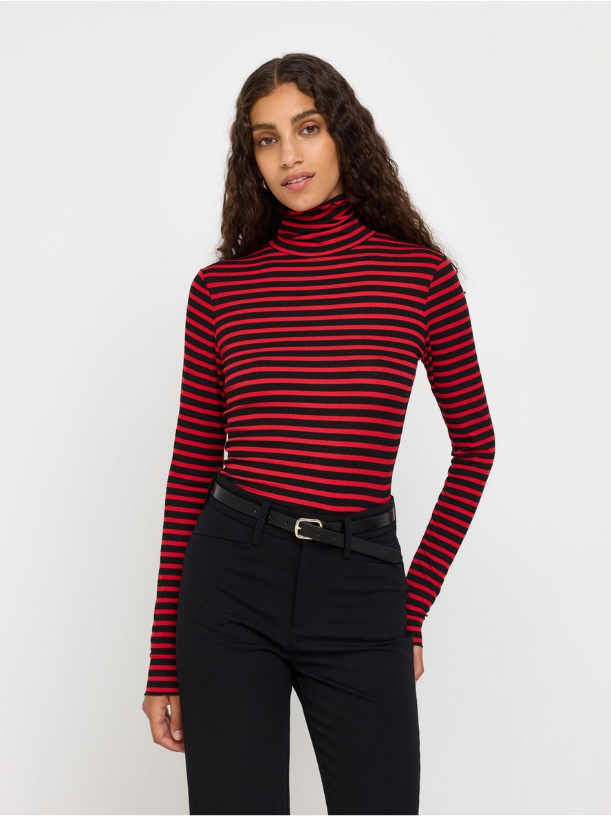 Ribbed roll neck top - 3013787-9873