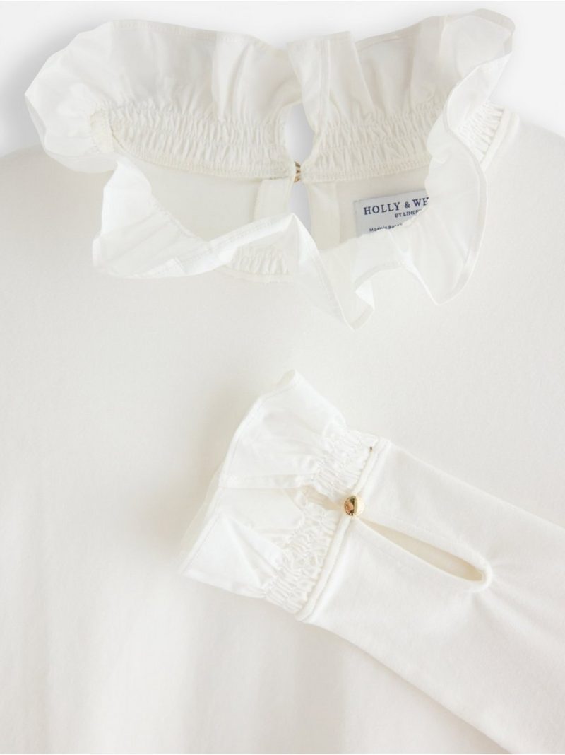 Long-sleeved top with frill collar - 3013857-300
