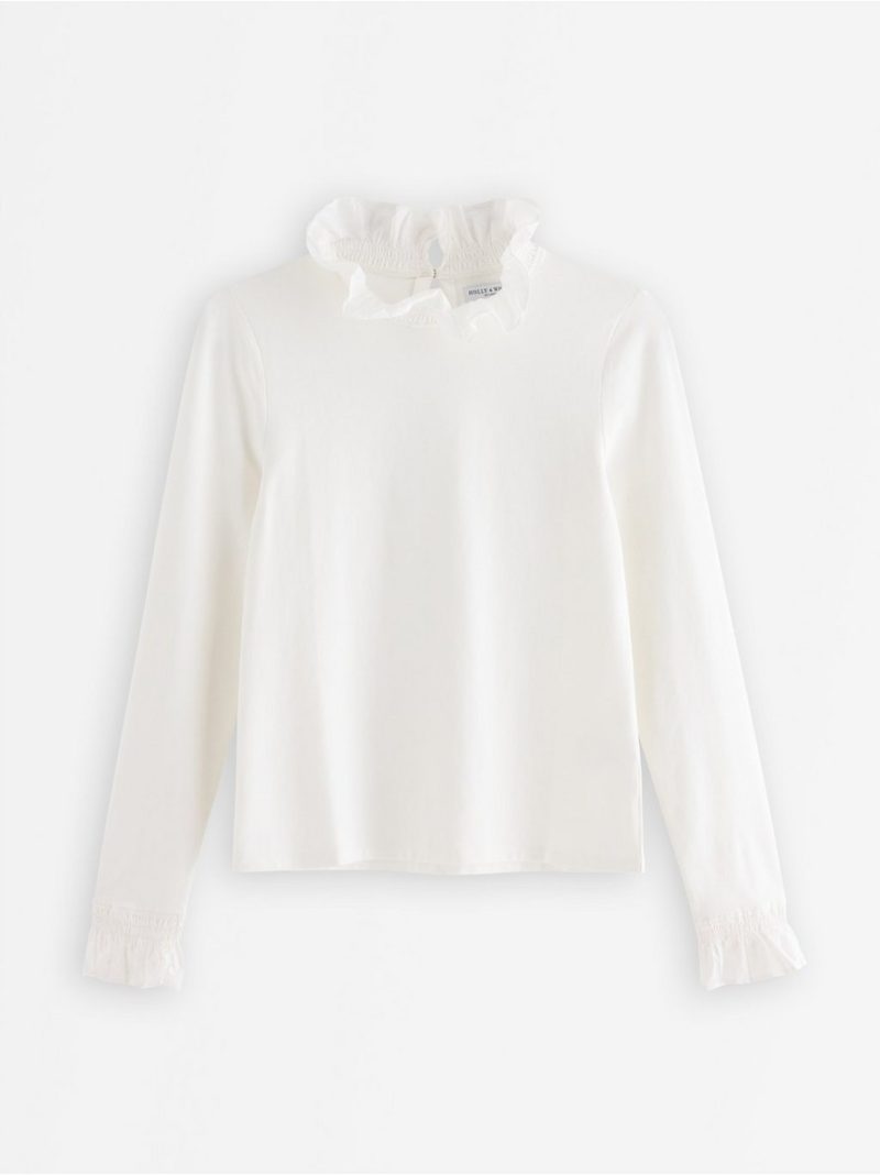 Long-sleeved top with frill collar - 3013857-300