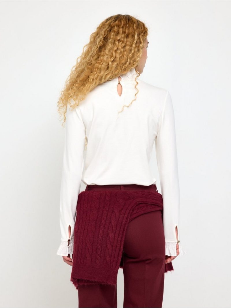 Long-sleeved top with frill collar - 3013857-300