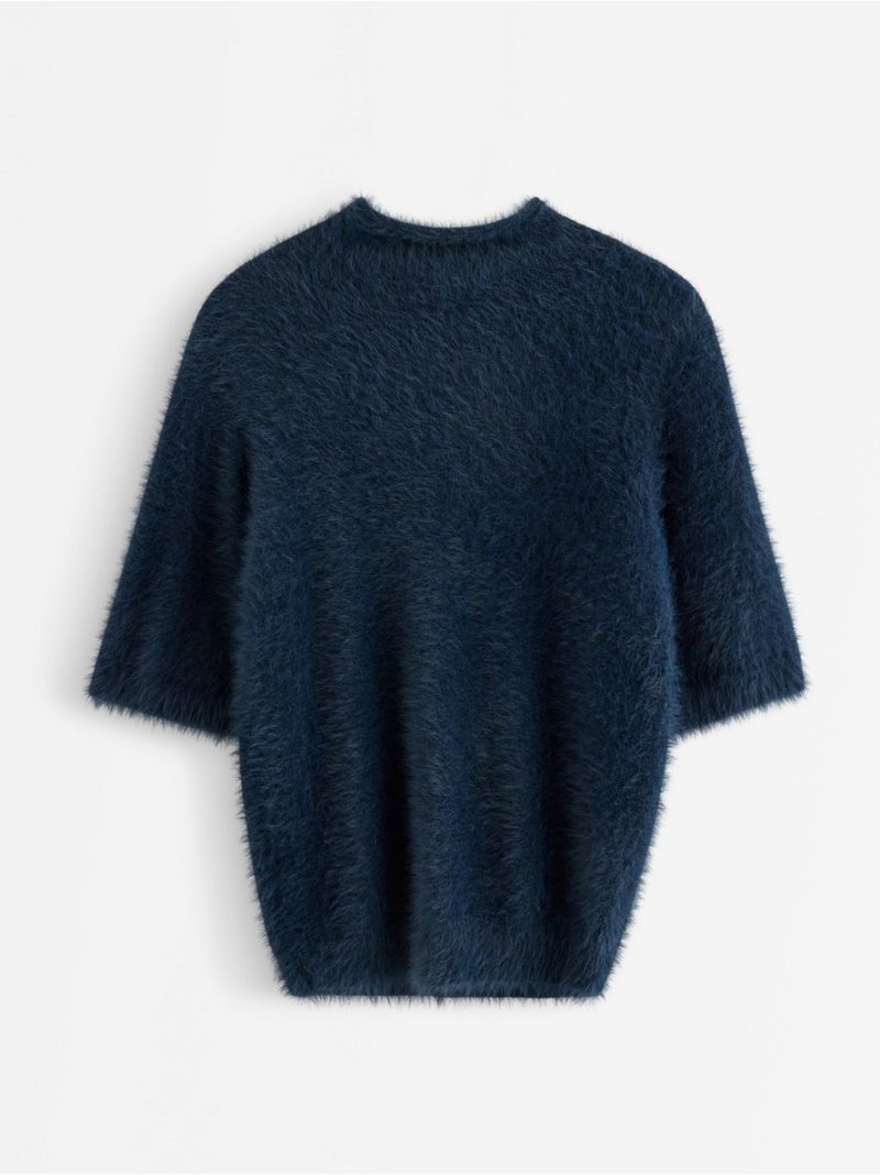 Short-sleeved jumper in feather yarn - 3013878-2150