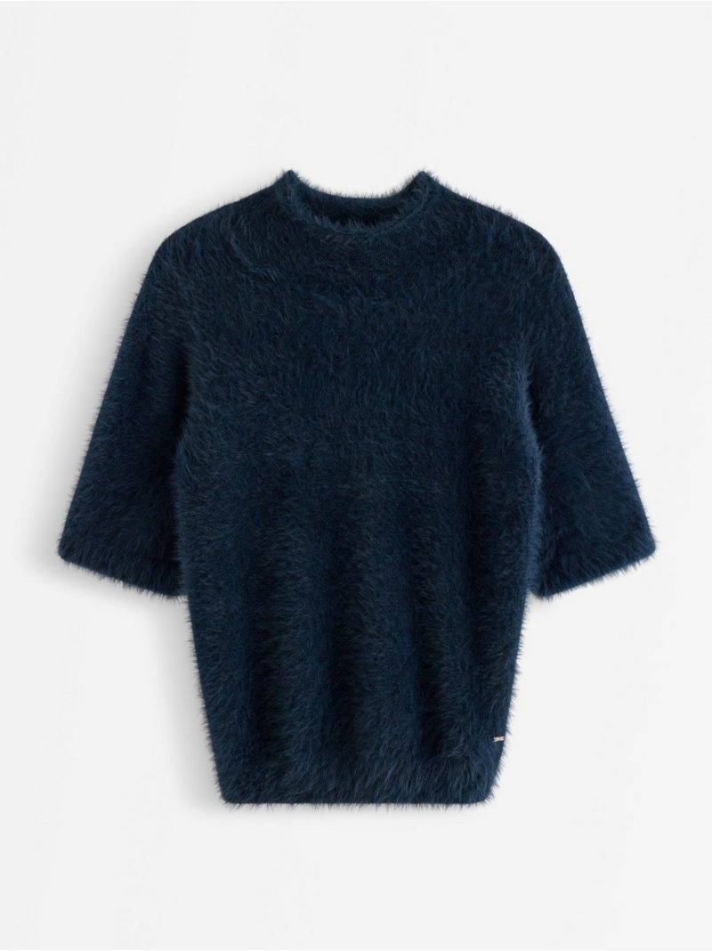 Short-sleeved jumper in feather yarn - 3013878-2150