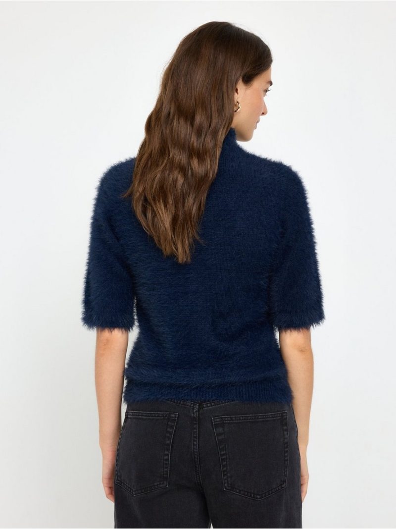 Short-sleeved jumper in feather yarn - 3013878-2150