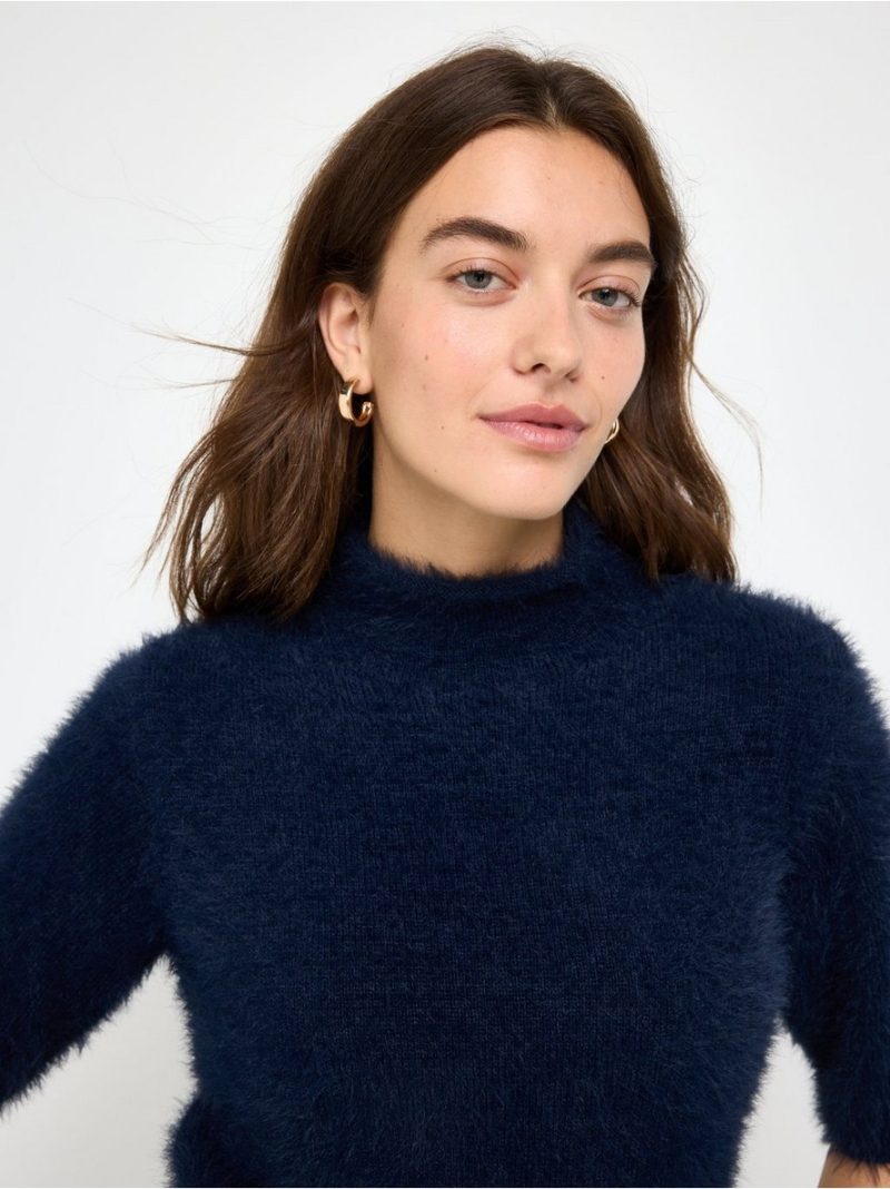 Short-sleeved jumper in feather yarn - 3013878-2150