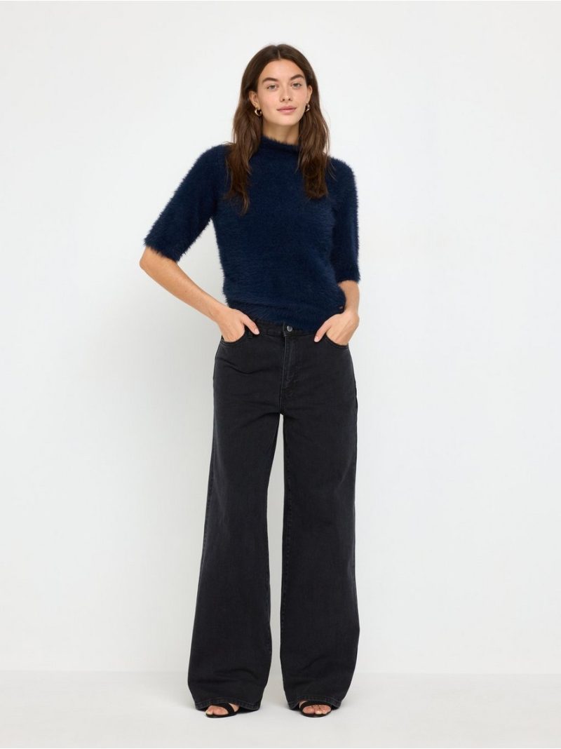 Short-sleeved jumper in feather yarn - 3013878-2150