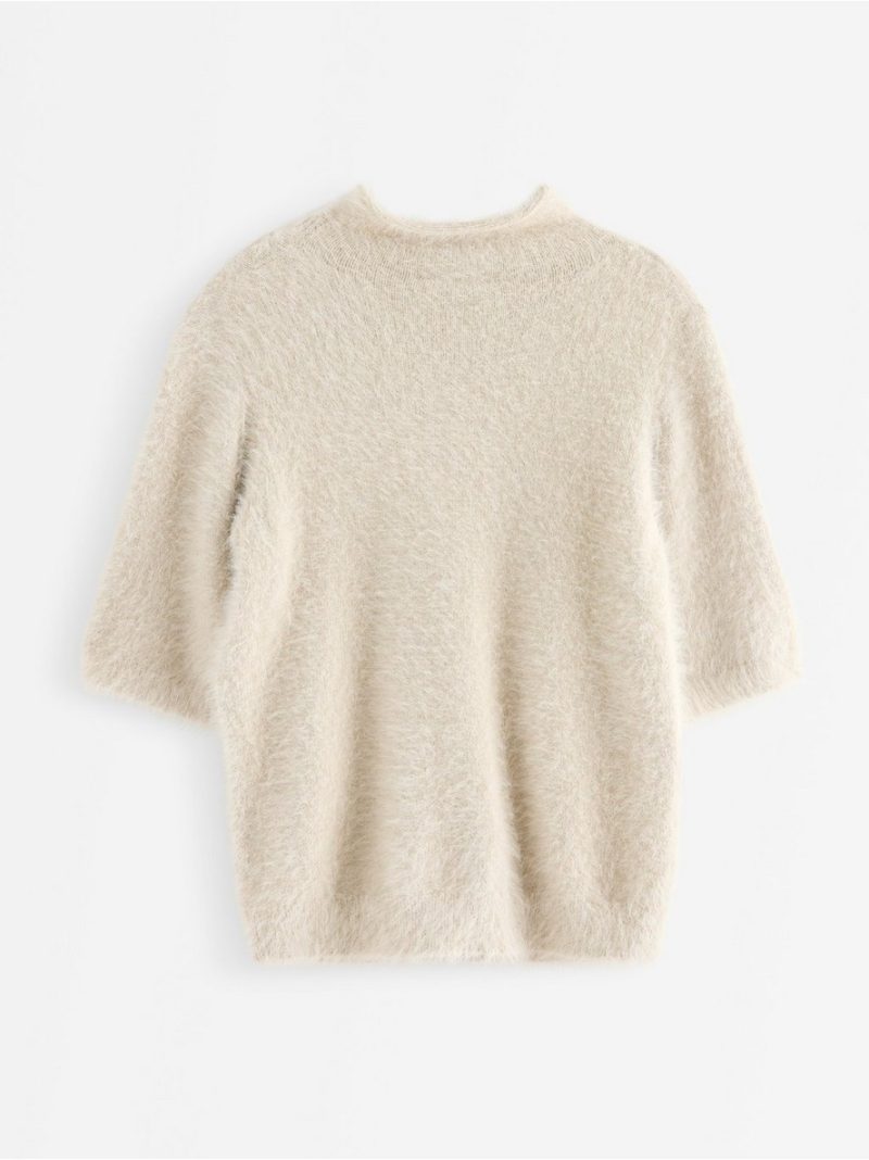 Short-sleeved jumper in feather yarn - 3013878-9609