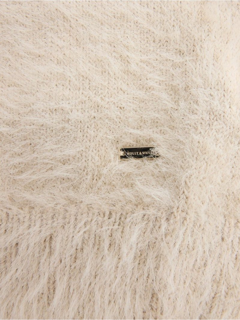 Short-sleeved jumper in feather yarn - 3013878-9609