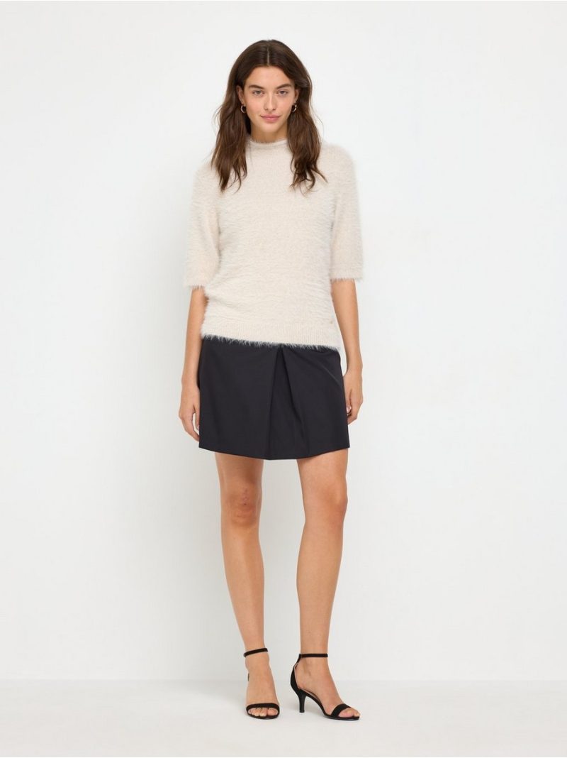 Short-sleeved jumper in feather yarn - 3013878-9609