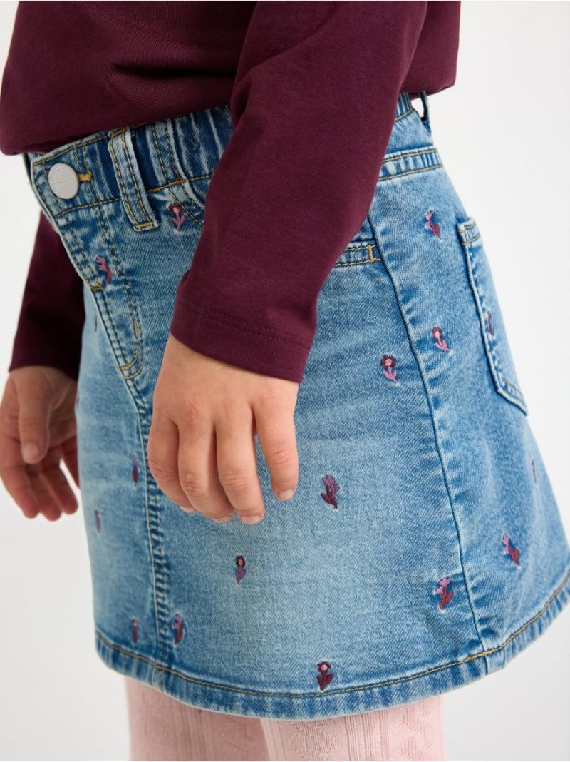 Denim skirt with embroidery - 3014016-790