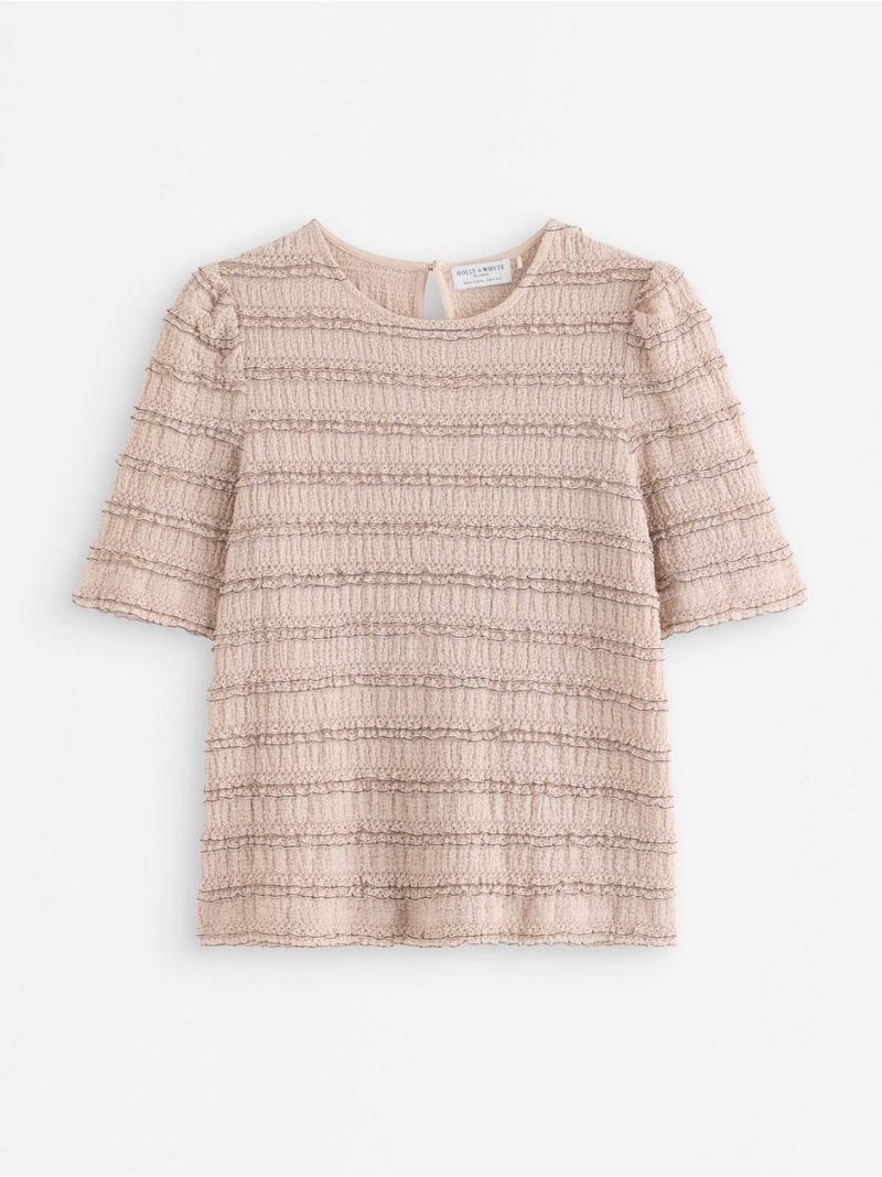 Crinkled short-sleeved top - 3014822-4344
