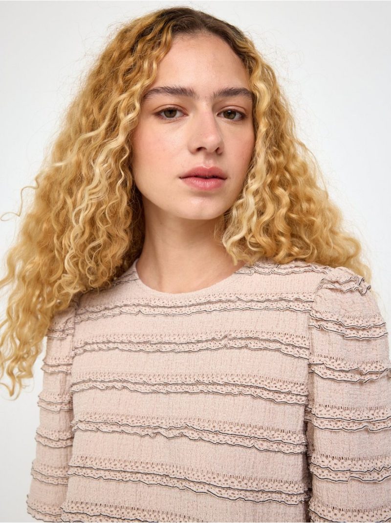 Crinkled short-sleeved top - 3014822-4344
