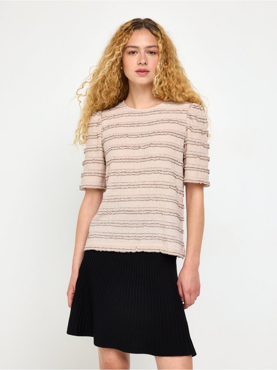Crinkled short-sleeved top - 3014822-4344
