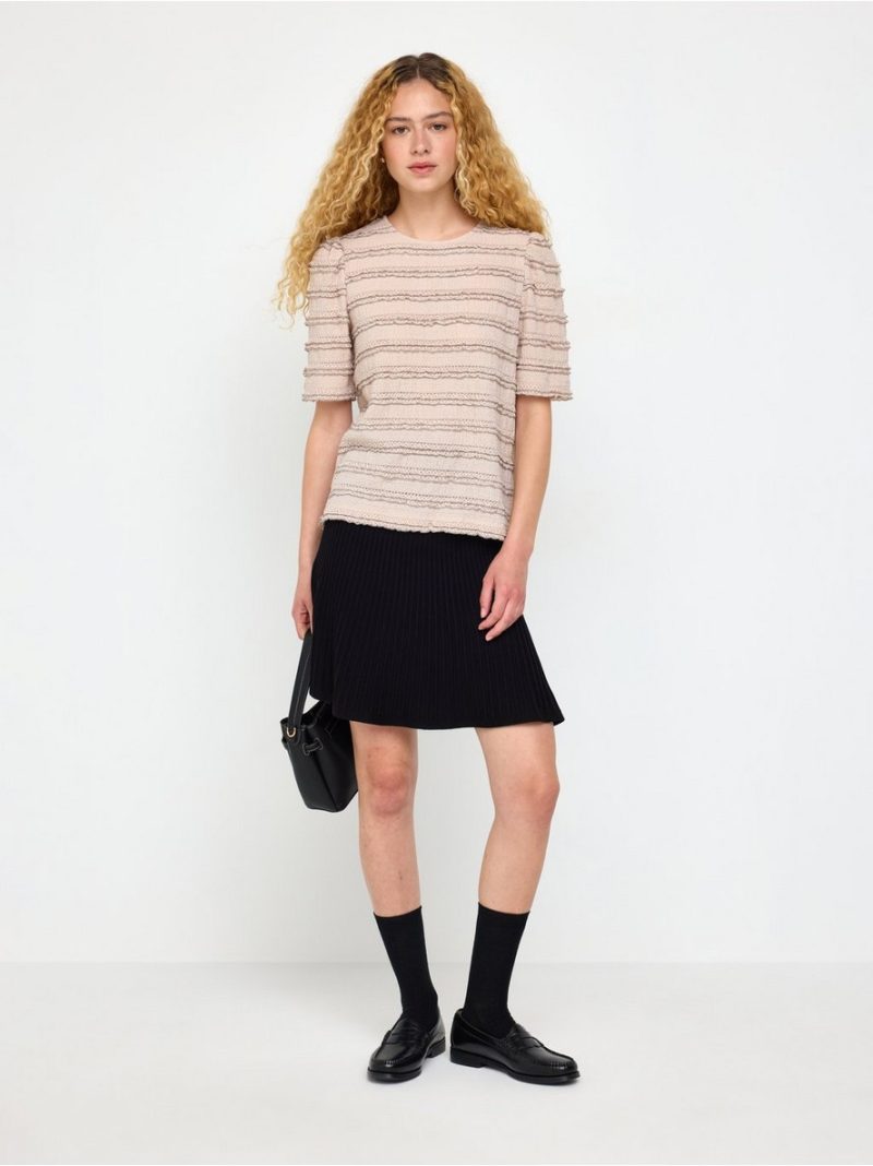 Crinkled short-sleeved top - 3014822-4344