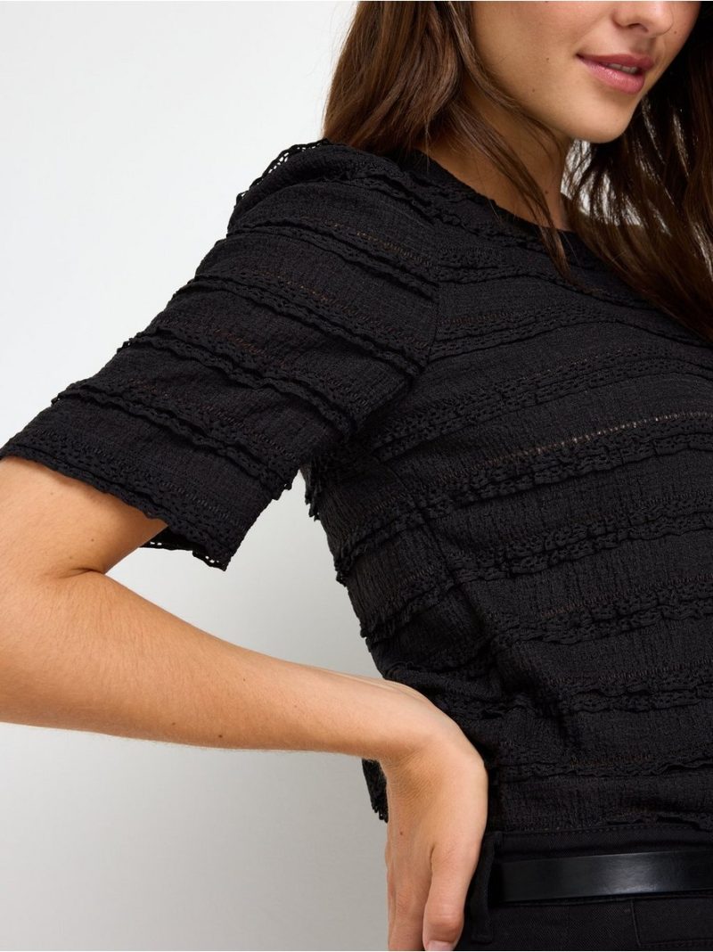 Crinkled short-sleeved top - 3014822-80