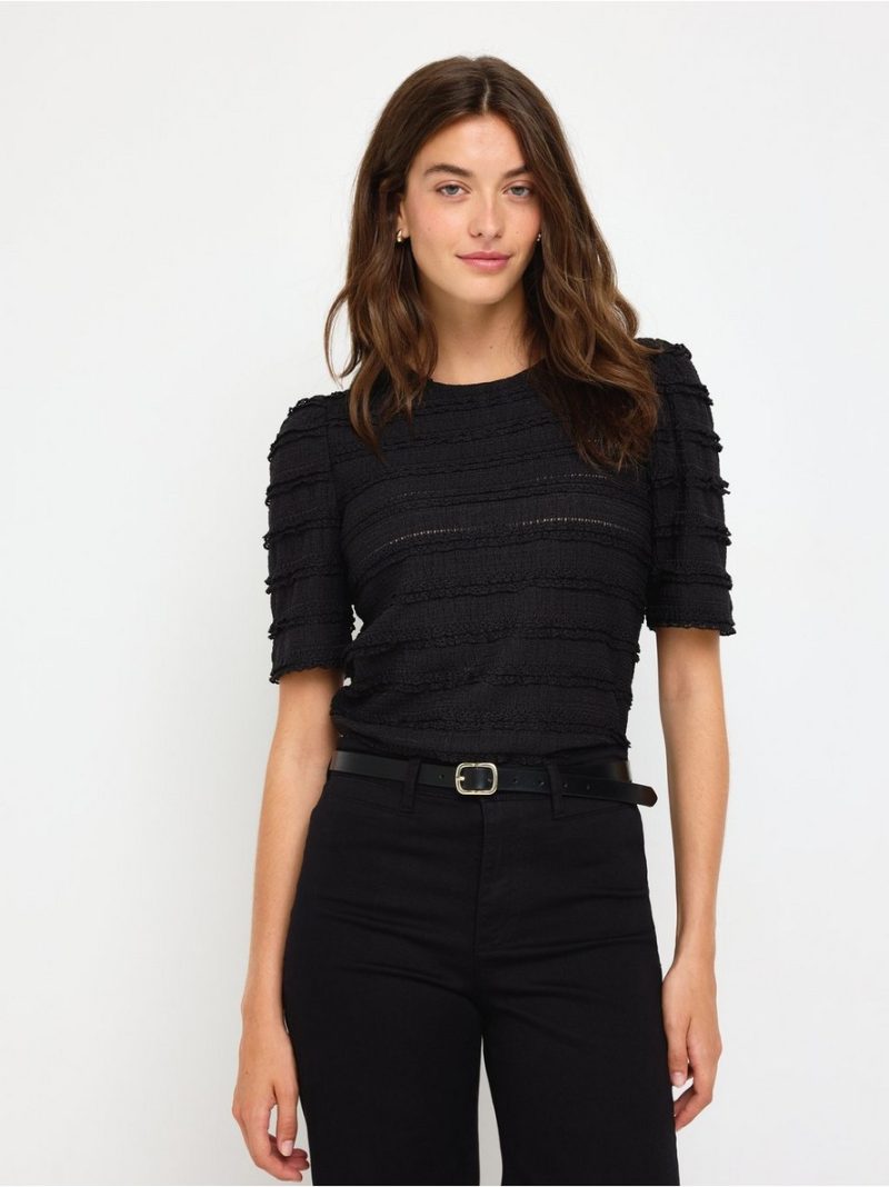 Crinkled short-sleeved top - 3014822-80