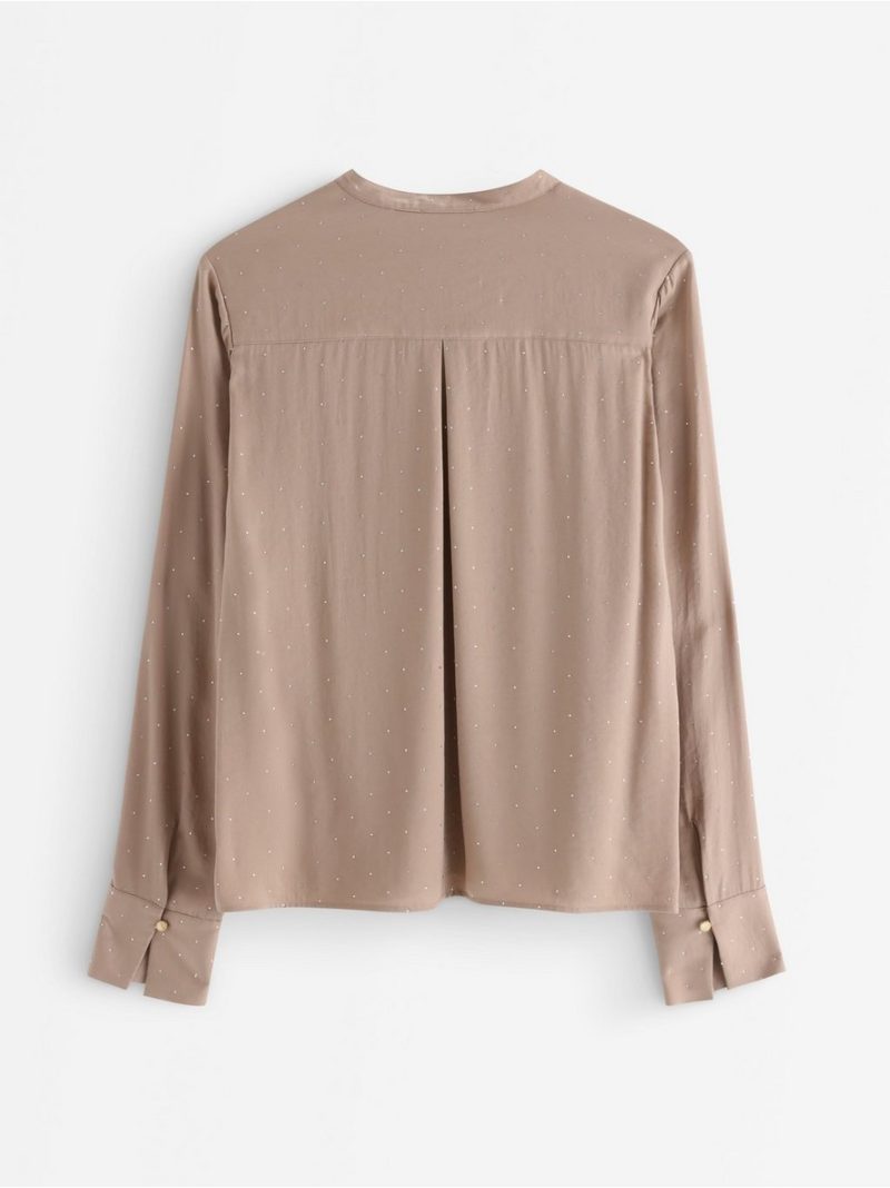 Satin blouse with rhinestones - 3013512-9929