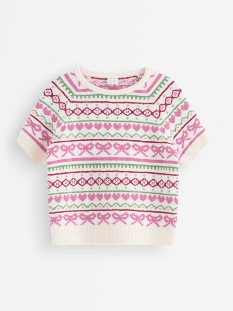 Short-sleeved knitted jumper - 3013814-3675