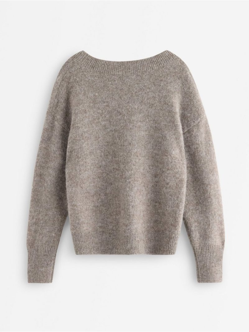 Knitted jumper with v-neck - 3014179-8617
