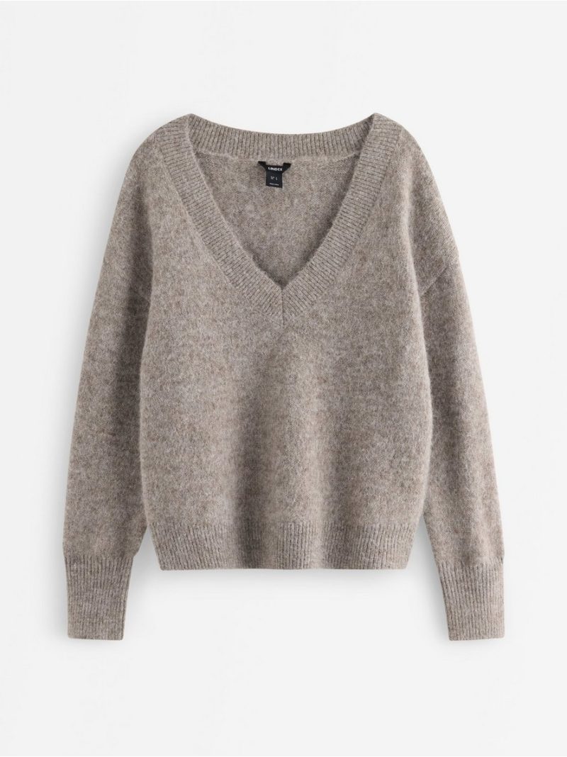 Knitted jumper with v-neck - 3014179-8617