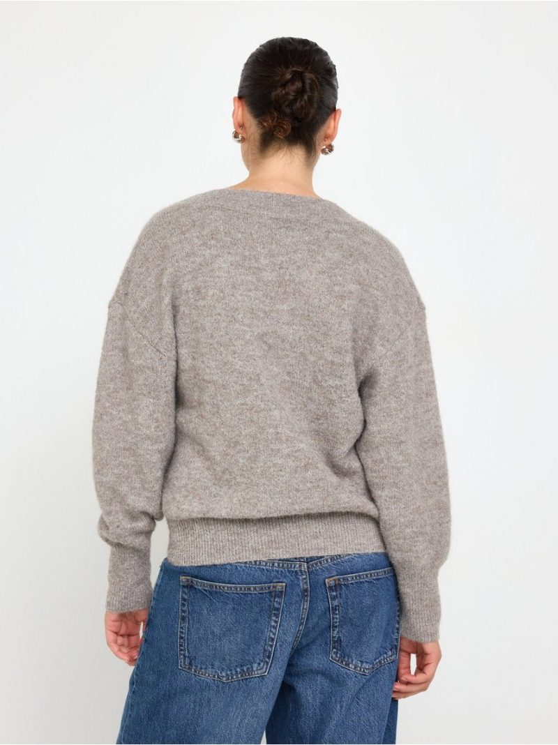 Knitted jumper with v-neck - 3014179-8617